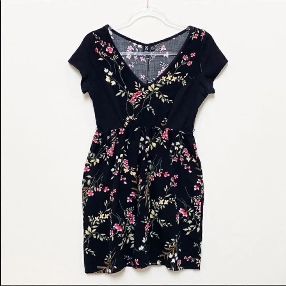 Urban Outfitters Urban Renewal Black Floral Dress